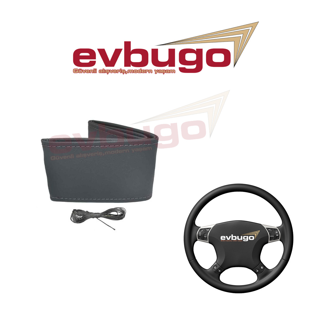 DİKİŞLİ DİREKSİYON KILIFI GRİ DÜZ