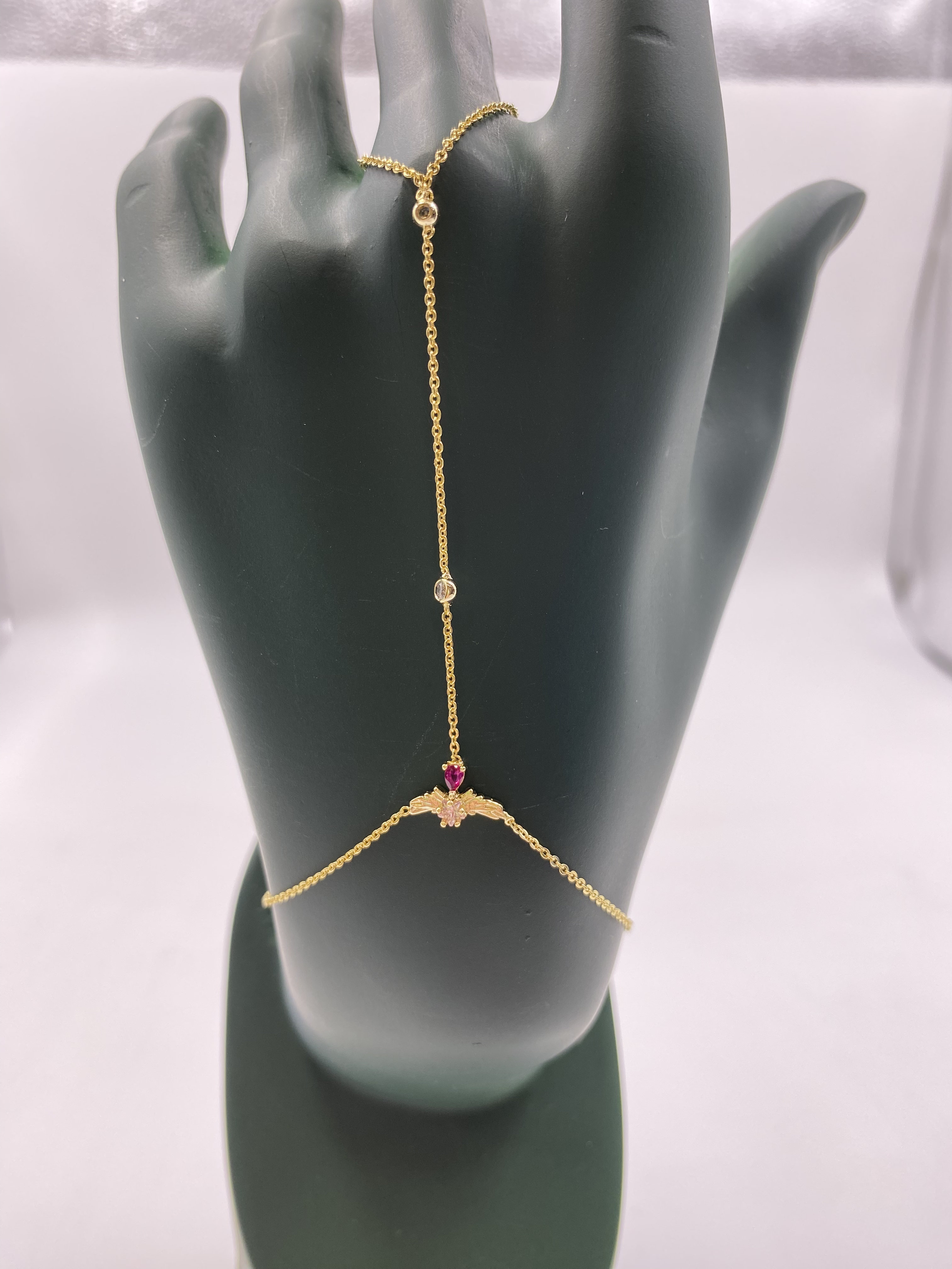 Pembe Zirkon Taşlı Gold Renk Şahmeran