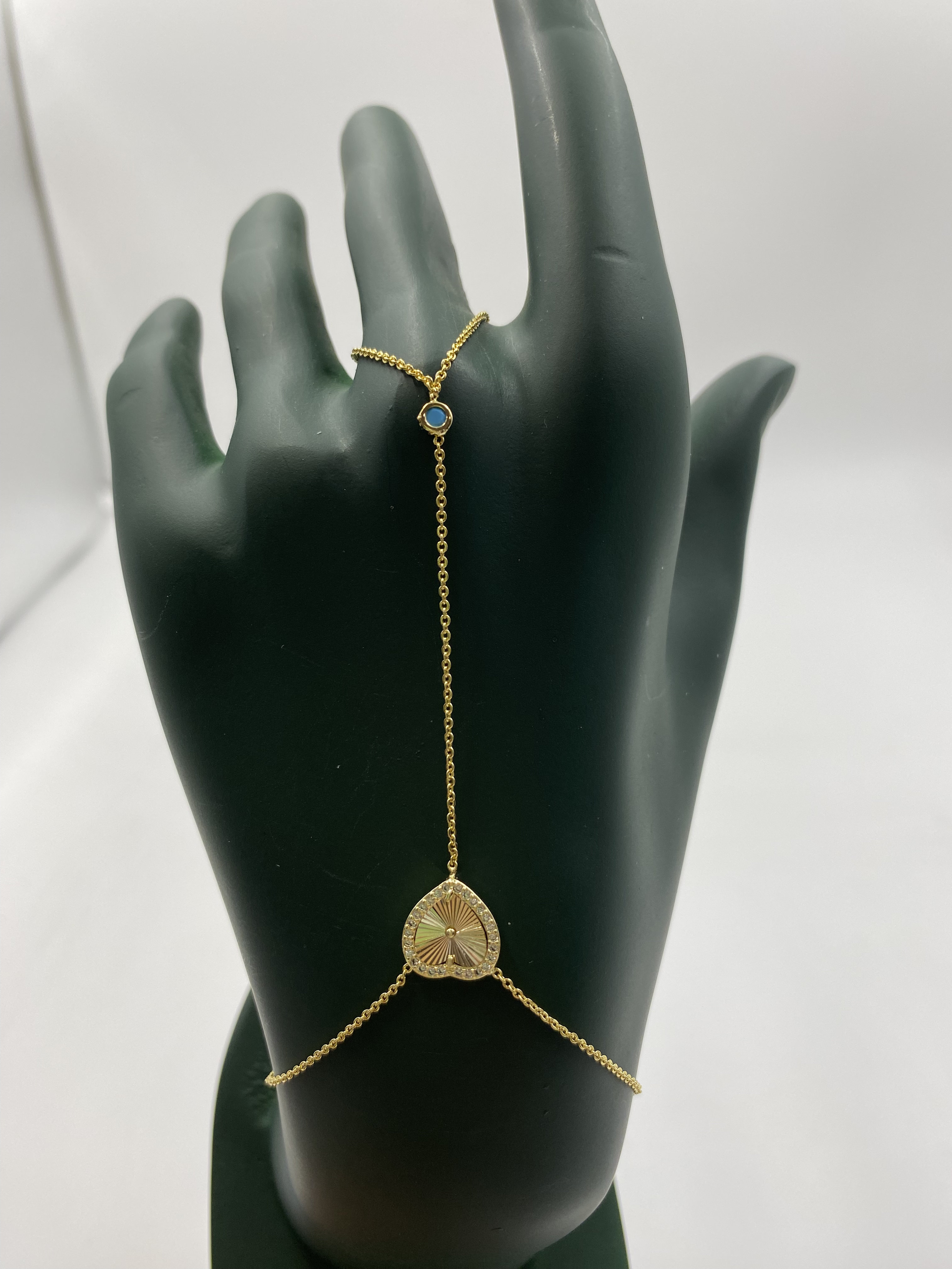 Zirkon Taşlı Kalp Plaka Gold Renk Şahmeran