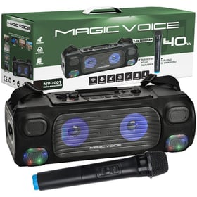 Magicvoice MV-7001 VHF El Mikrofonlu USB-SD-Bluetooth Işıklı 40 W Taşınabilir Şarjlı Seyyar Anfi