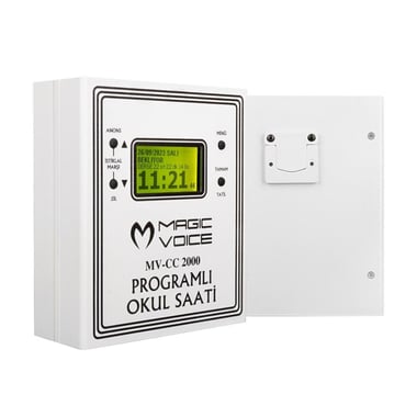 Magicvoice MV-CC2000 USB Duvar Tipi Programlı 20 Adet MP3 Formatı Zil / İstiklal Marşlı Akıllı Dijital Okul Saati (Çan Takılabilir)