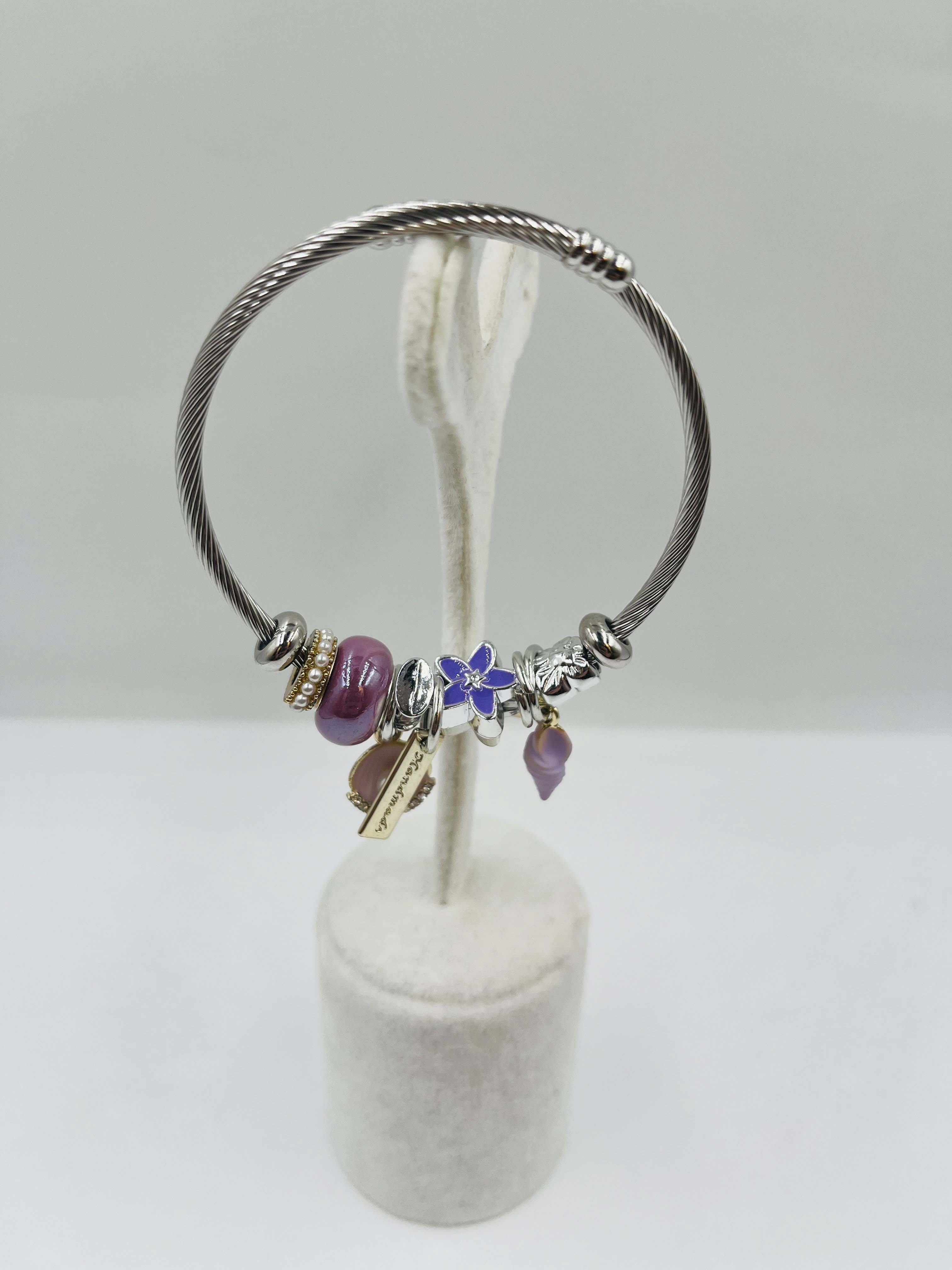 Mavi Çiçekli Pandora Bileklik