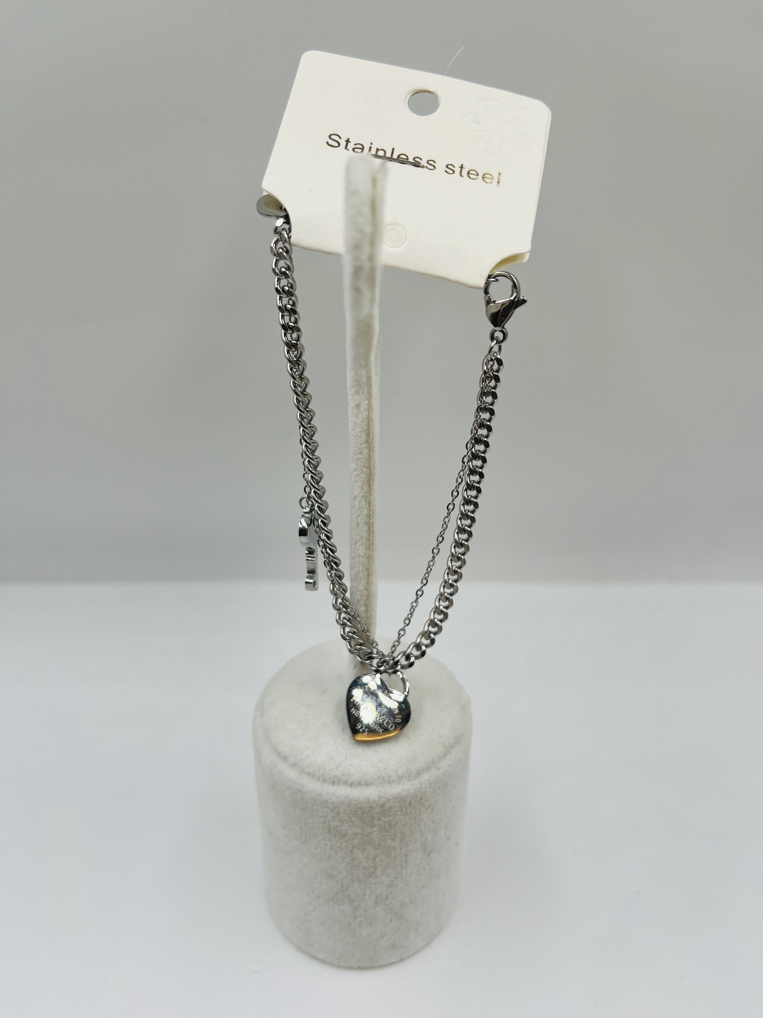 Kalp Charmlı Gümüş Bileklik