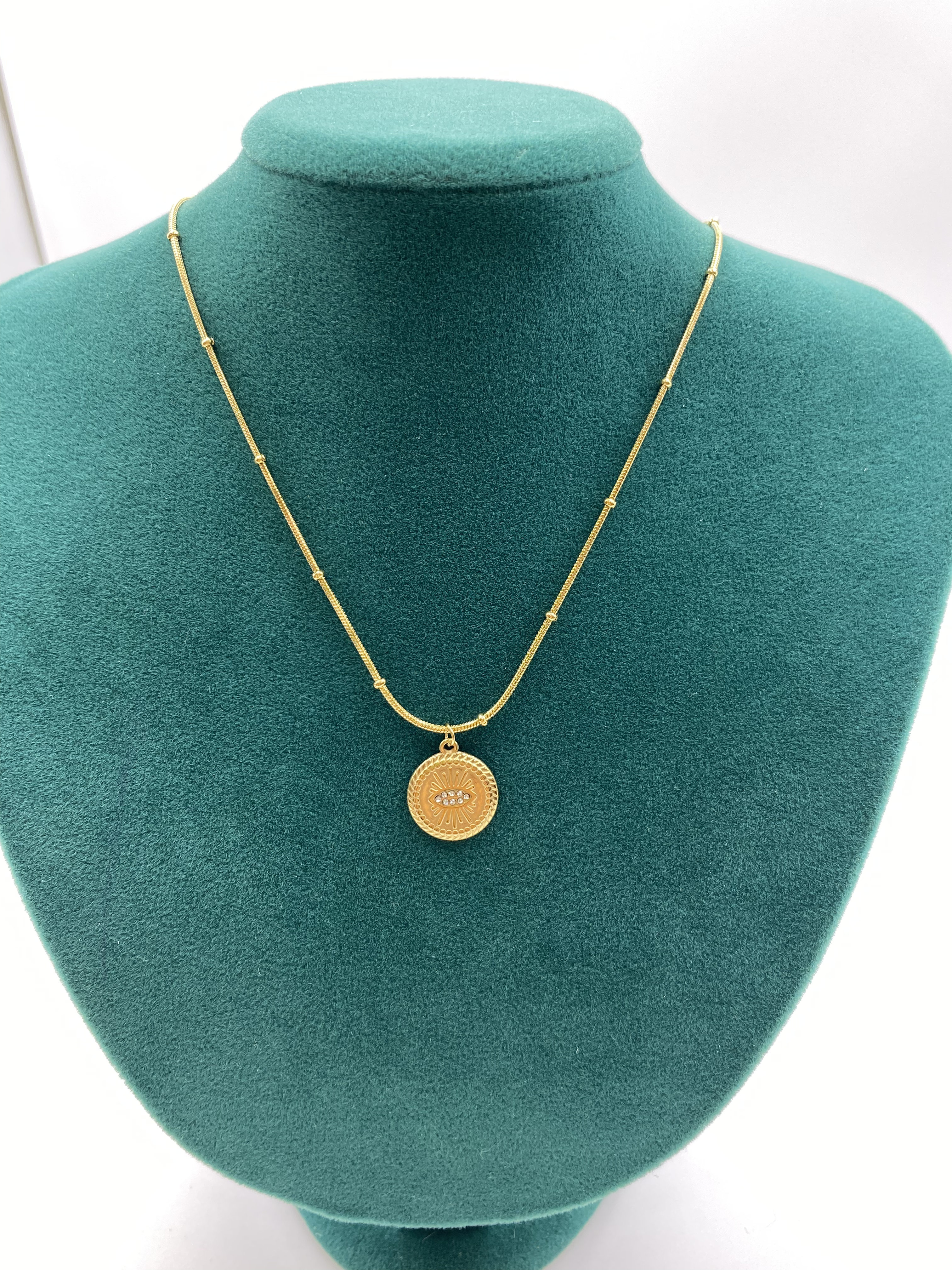 Taşlı Göz Figür Vintage Kolye