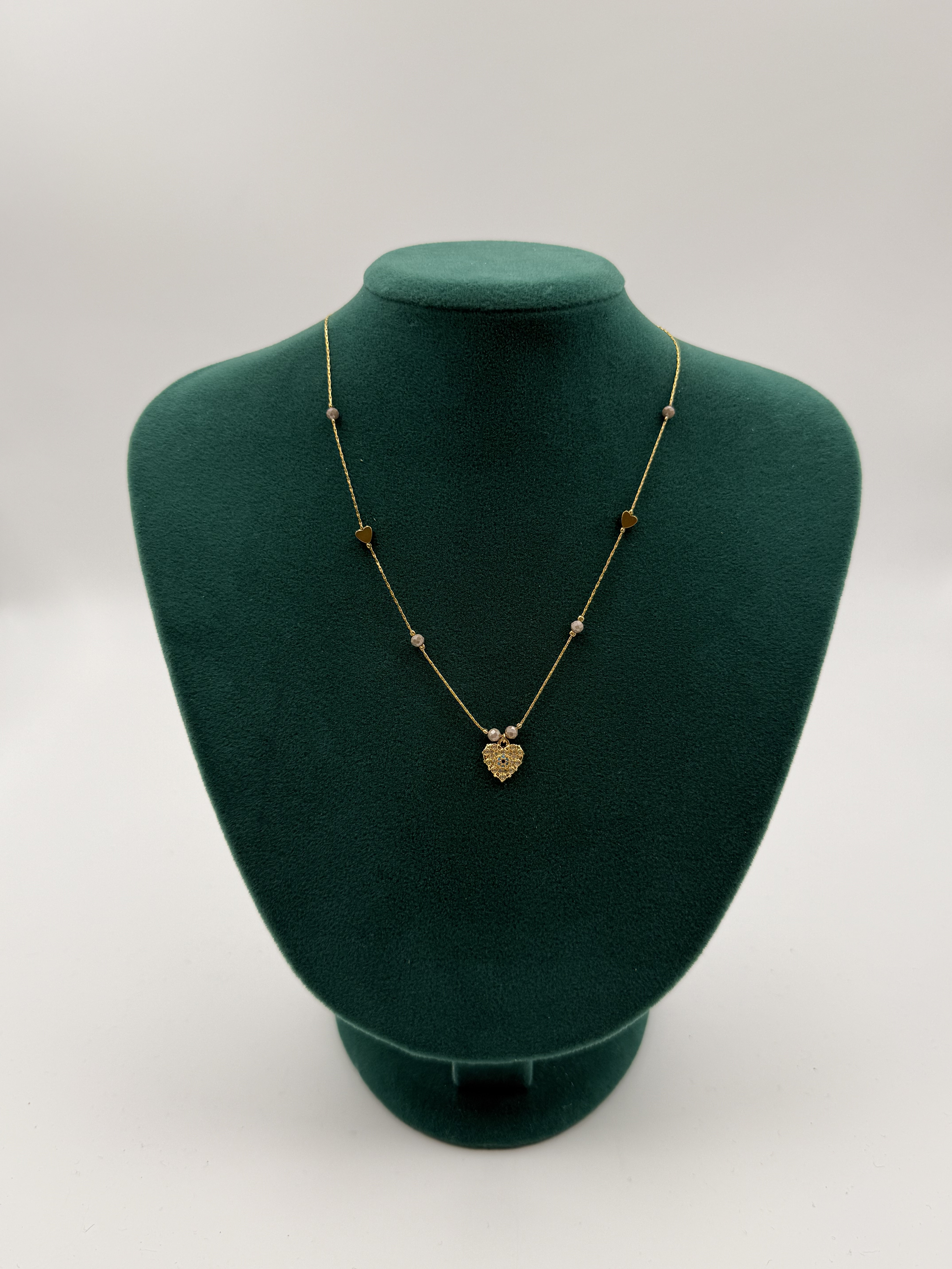 Taşlı Kalp Model Kolye KLY028