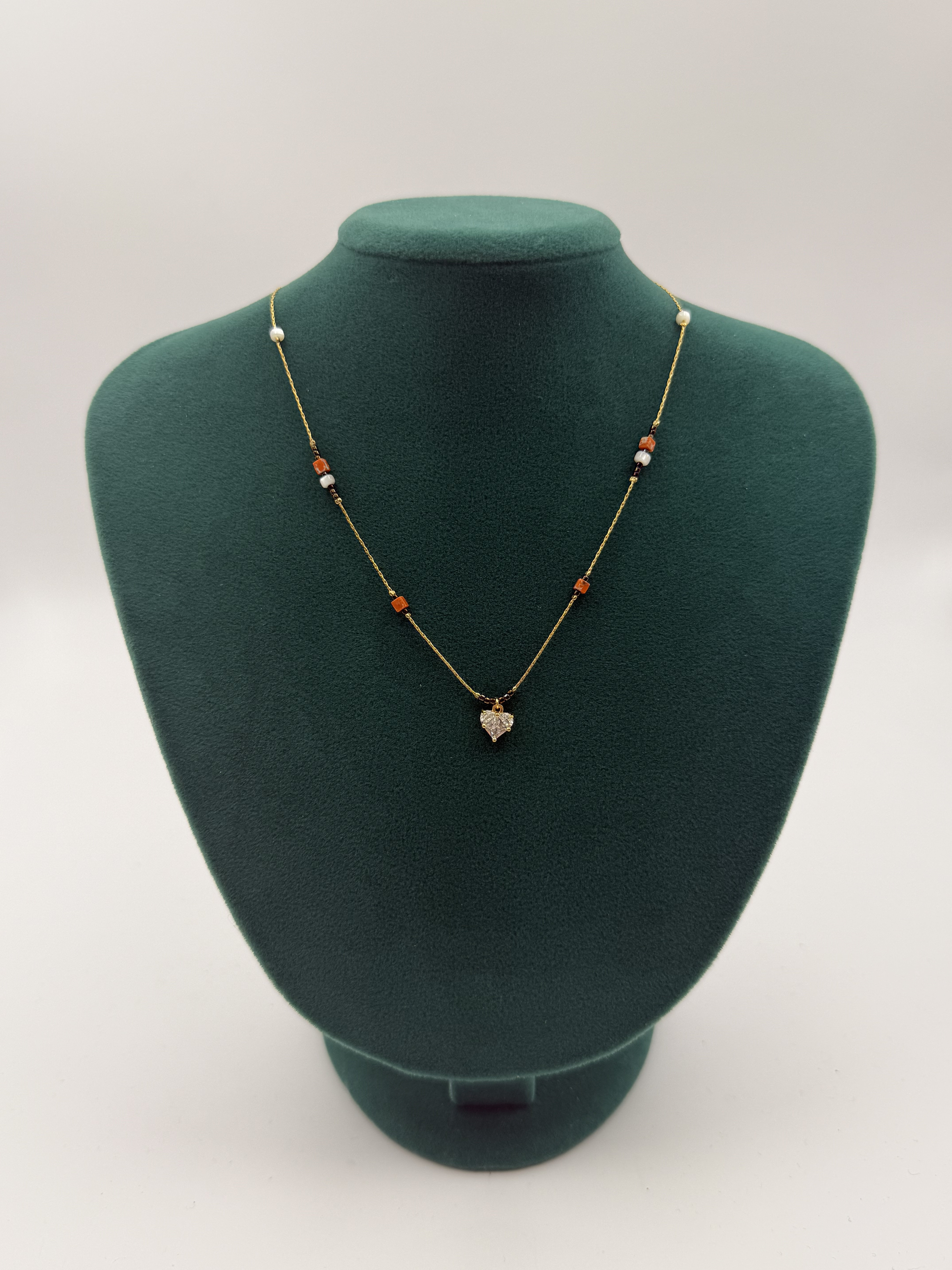 Taşlı Kalp Model Kolye KLY033