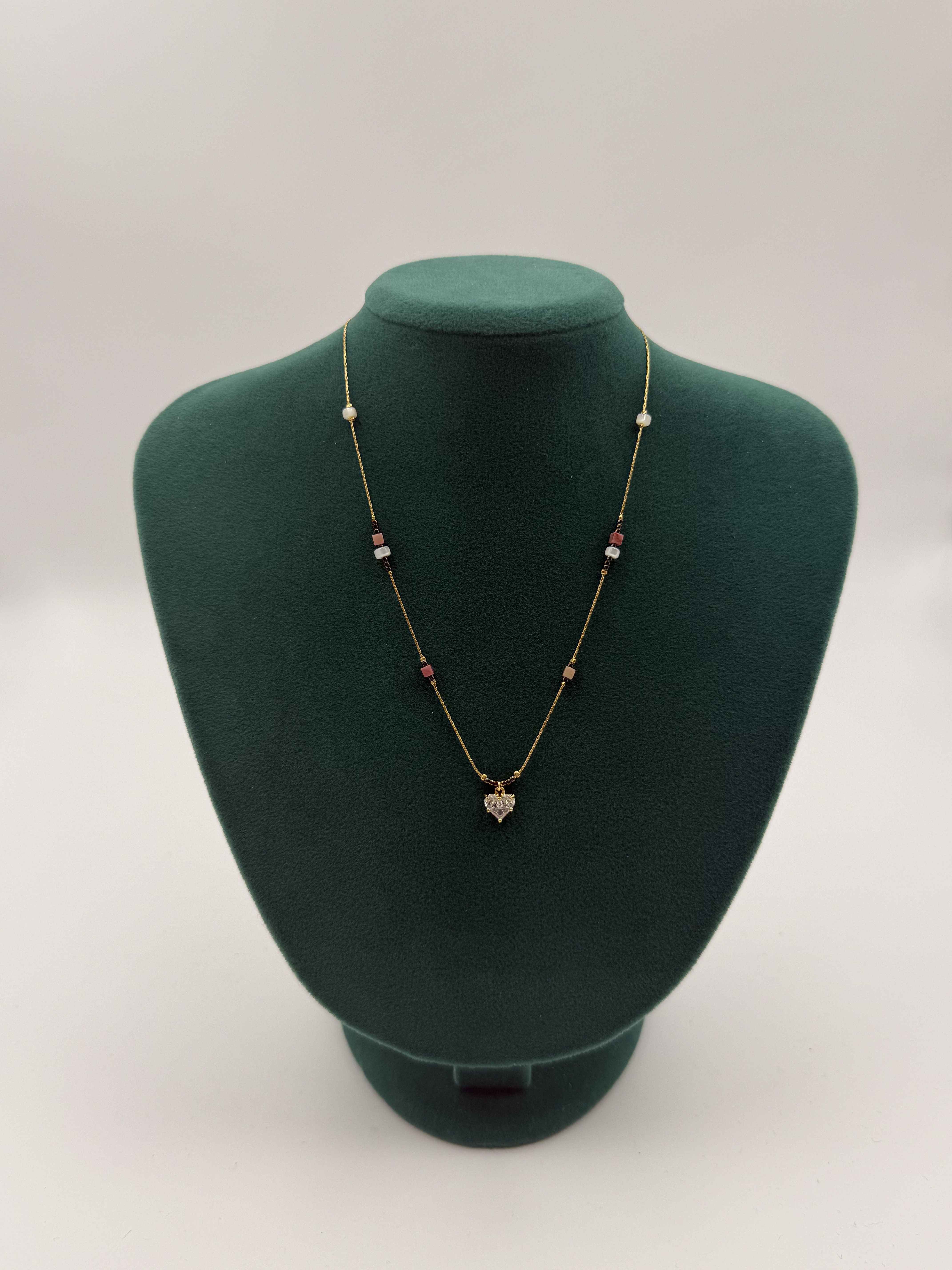 Taşlı Kalp Model Kolye KLY035