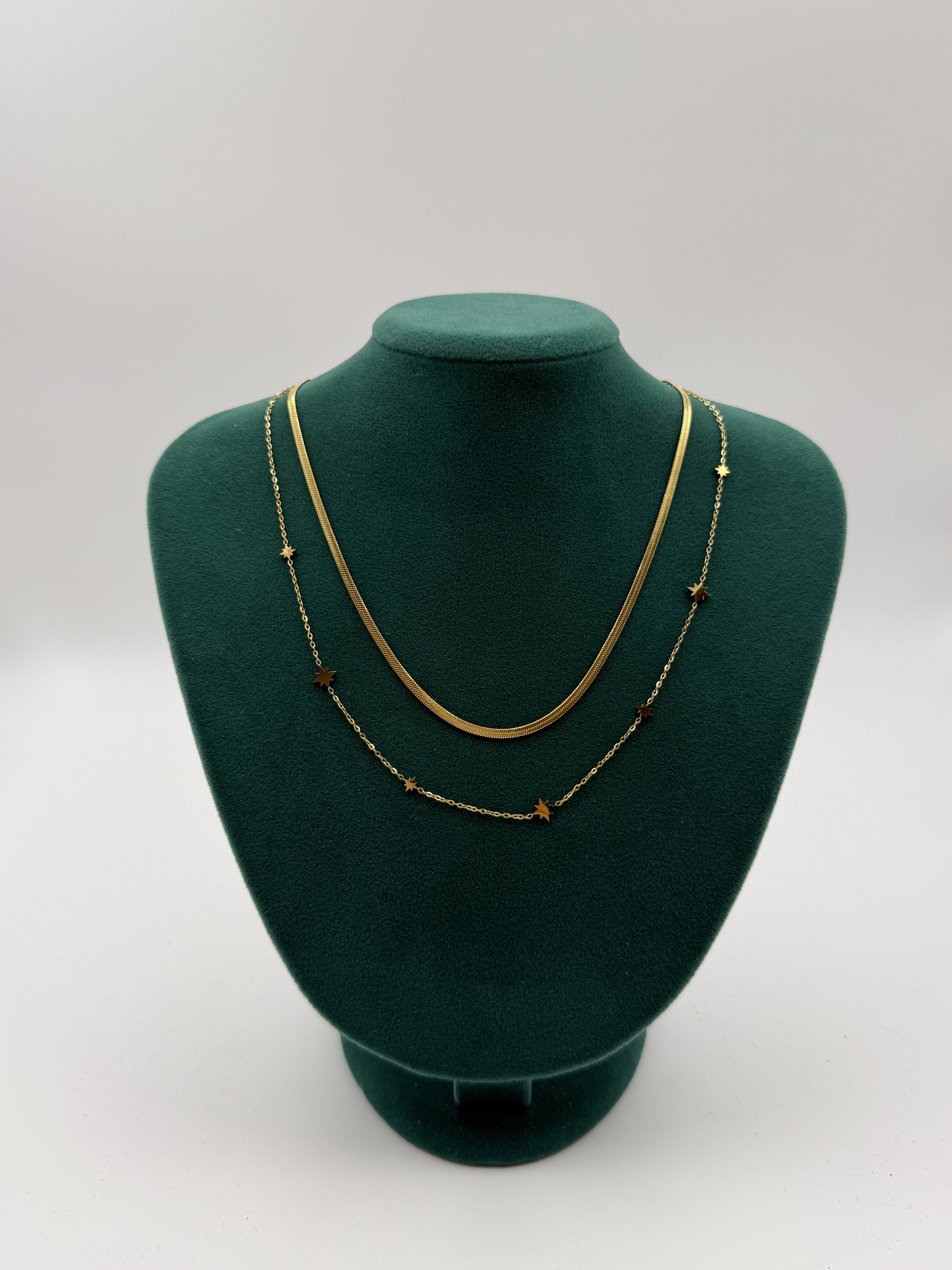 İkili Yıldız İtalyan Kolye