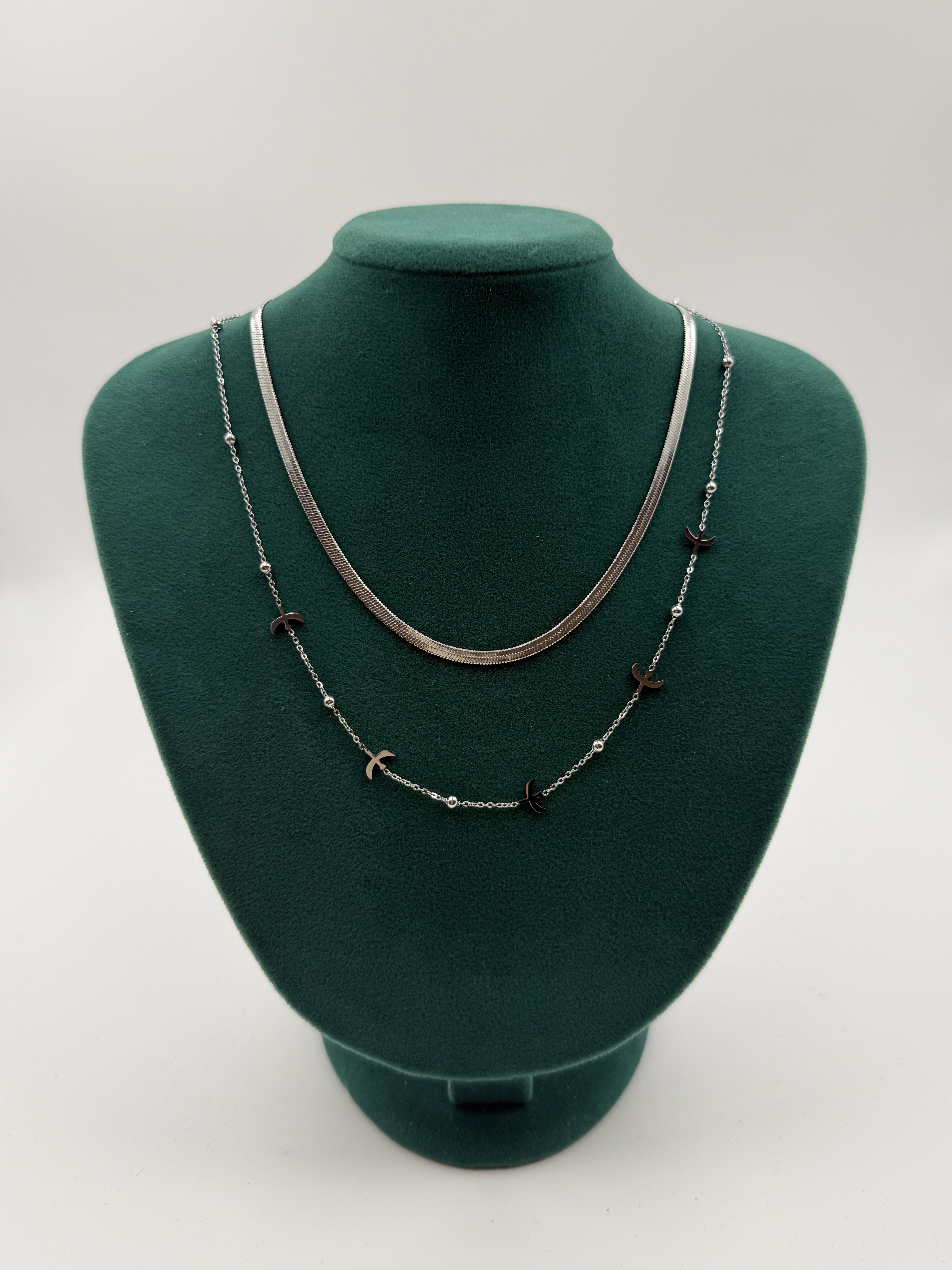 Kuş Model İkili İtalyan Zincir Kolye KLY056