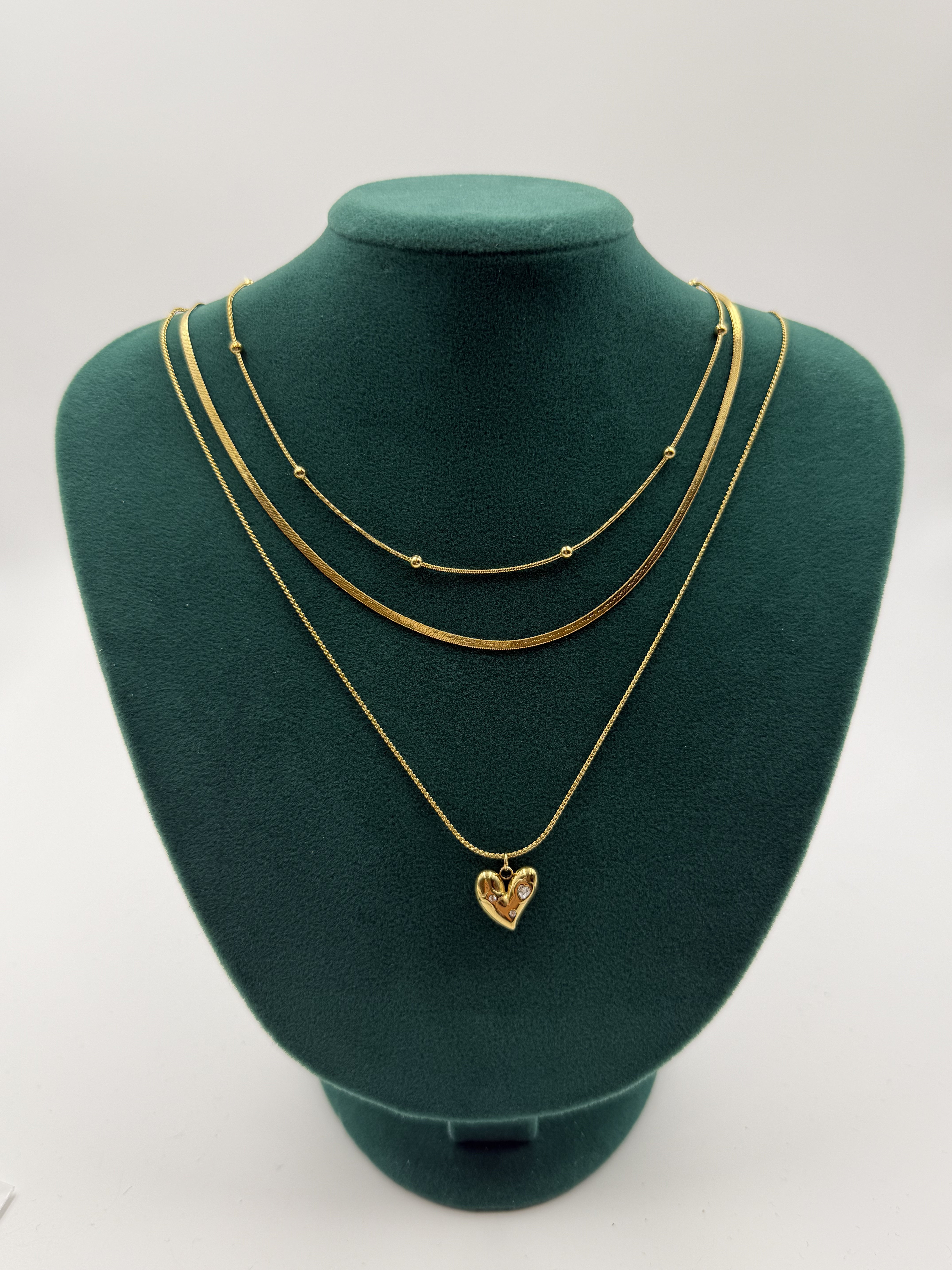 Kalpli İtalyan Zincir Üçlü Kolye