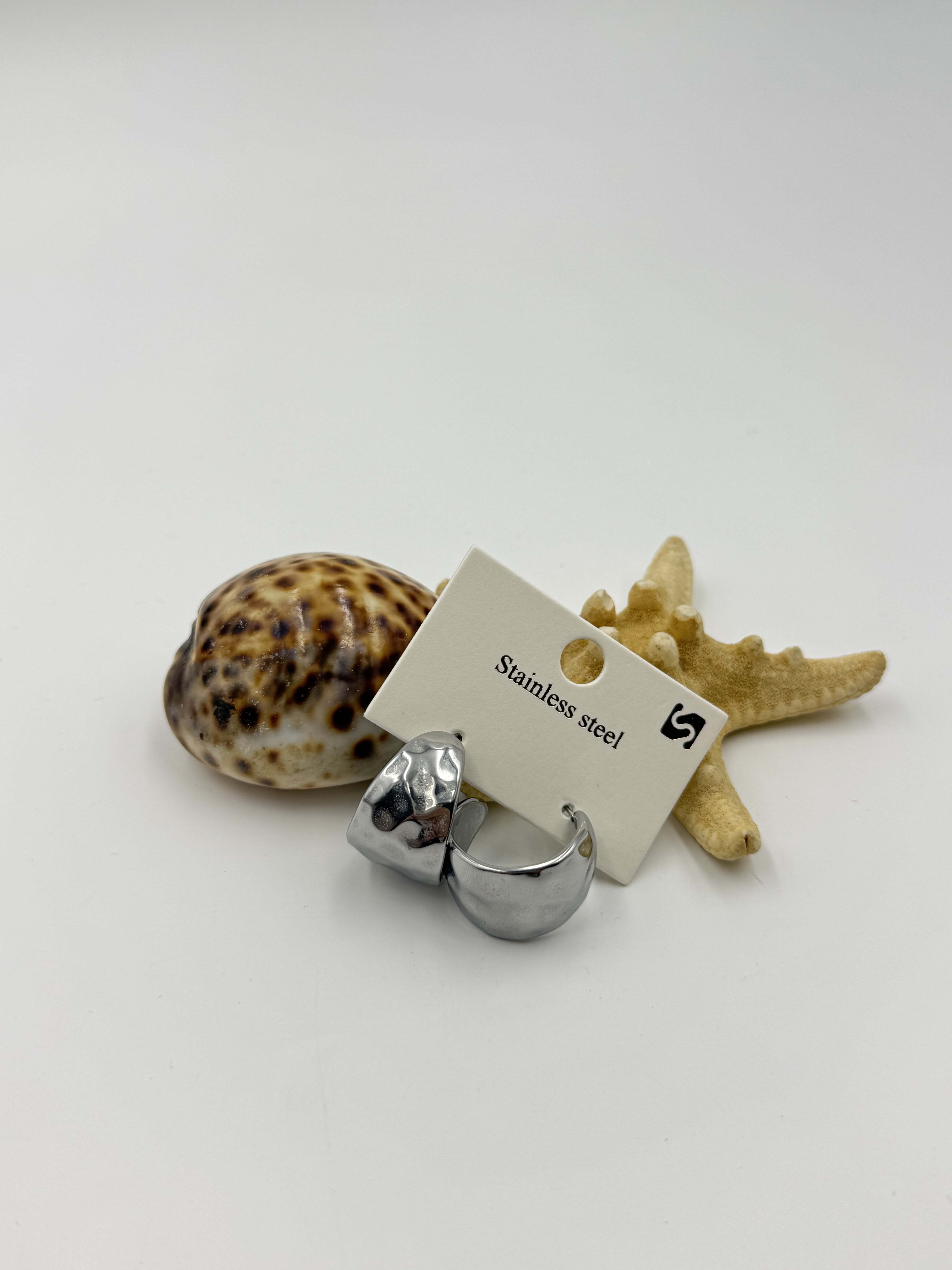 Gümüş Renk Desenli Küpe