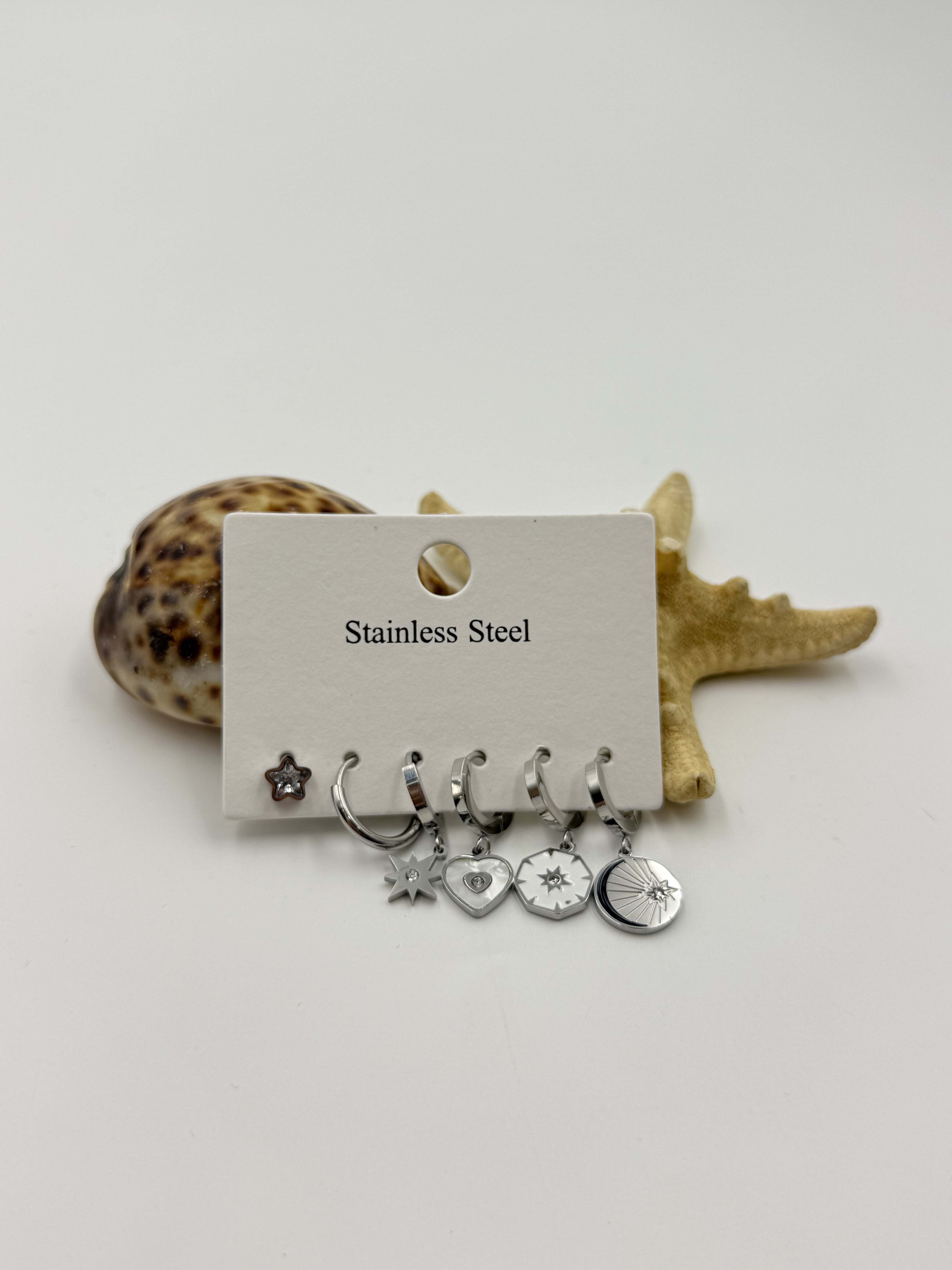 Gümüş Renk Küpe Set KP016