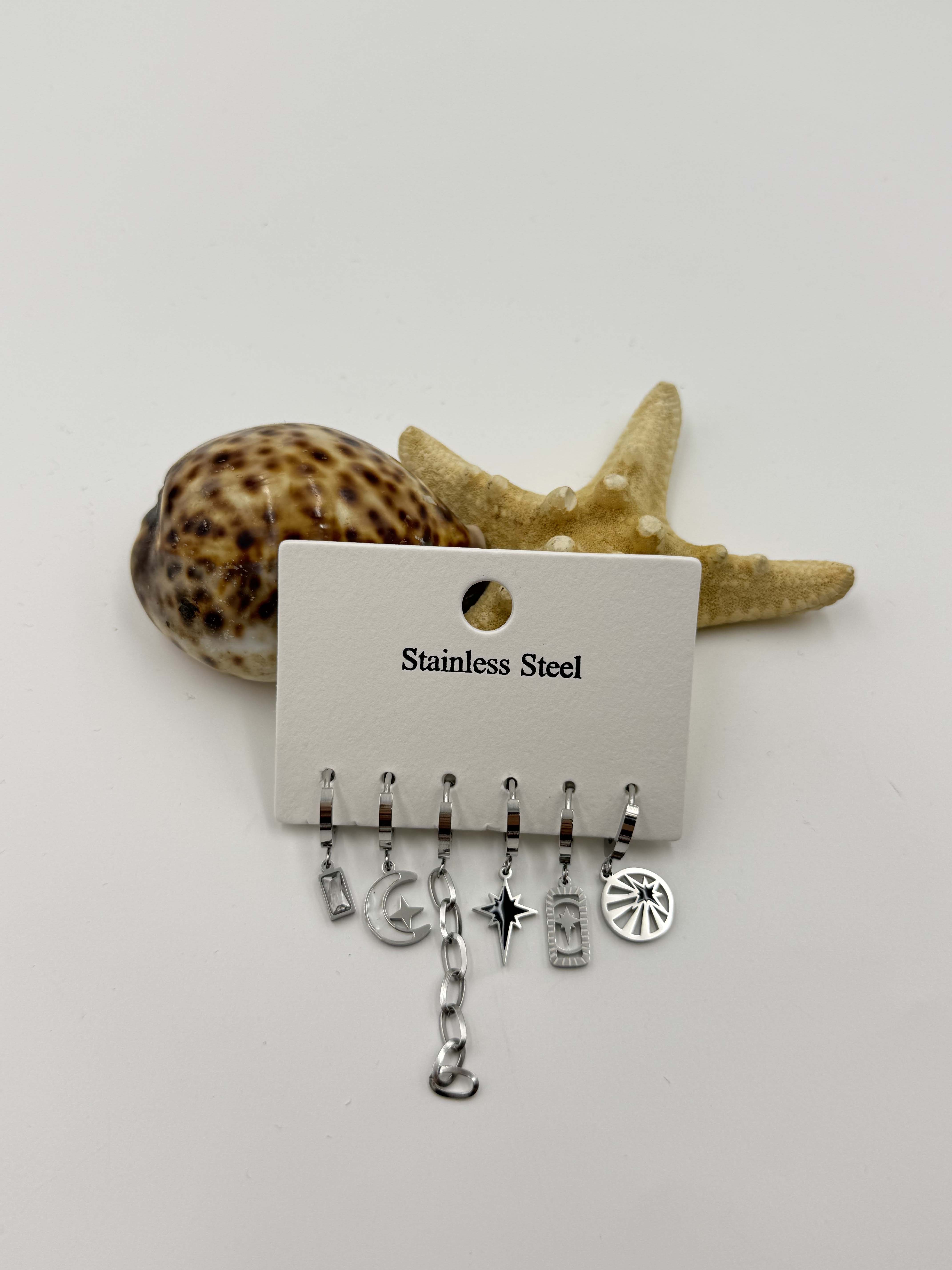 Gümüş Renk Küpe Set KP017