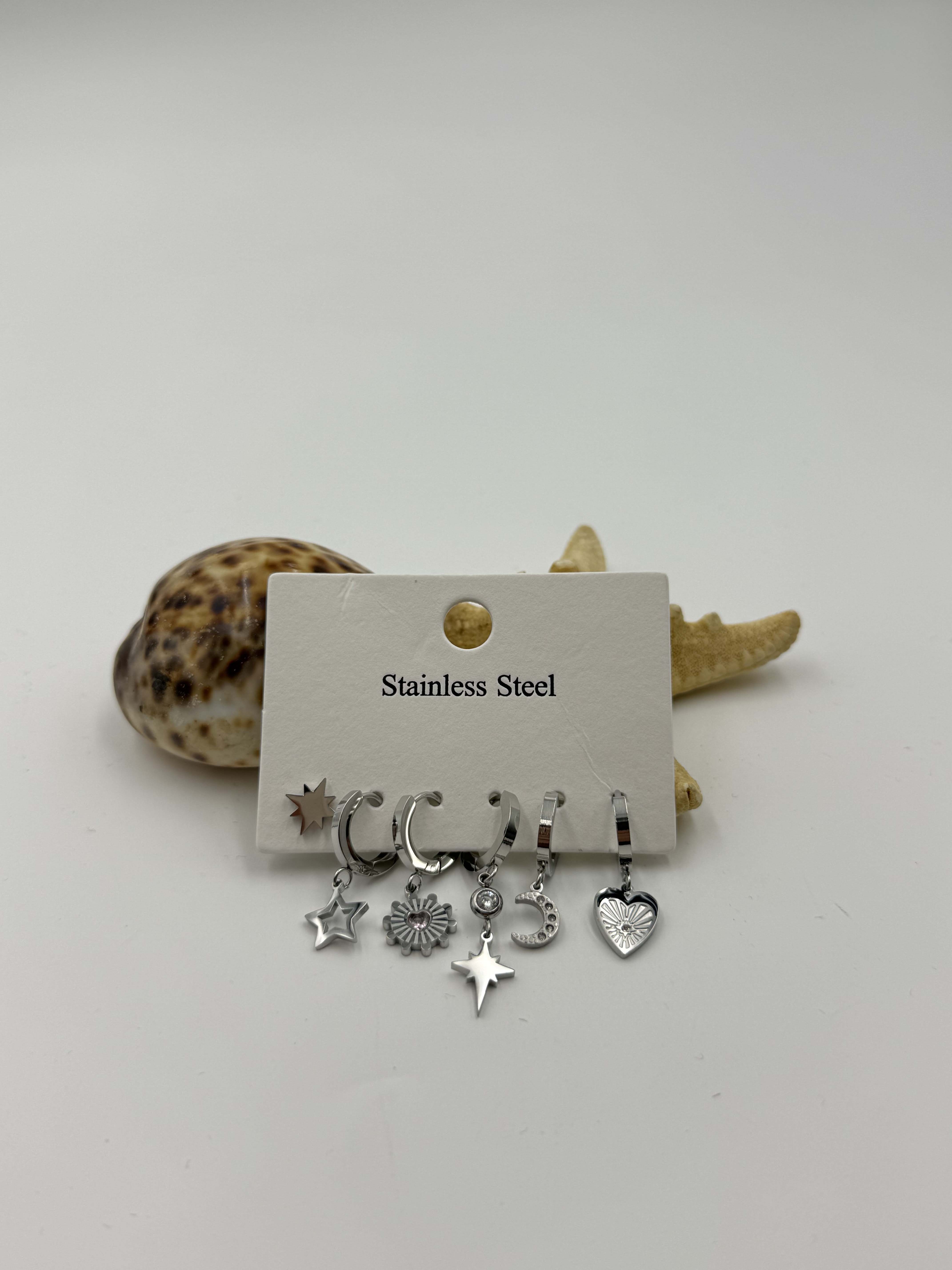 Gümüş Renk Küpe Set KP018