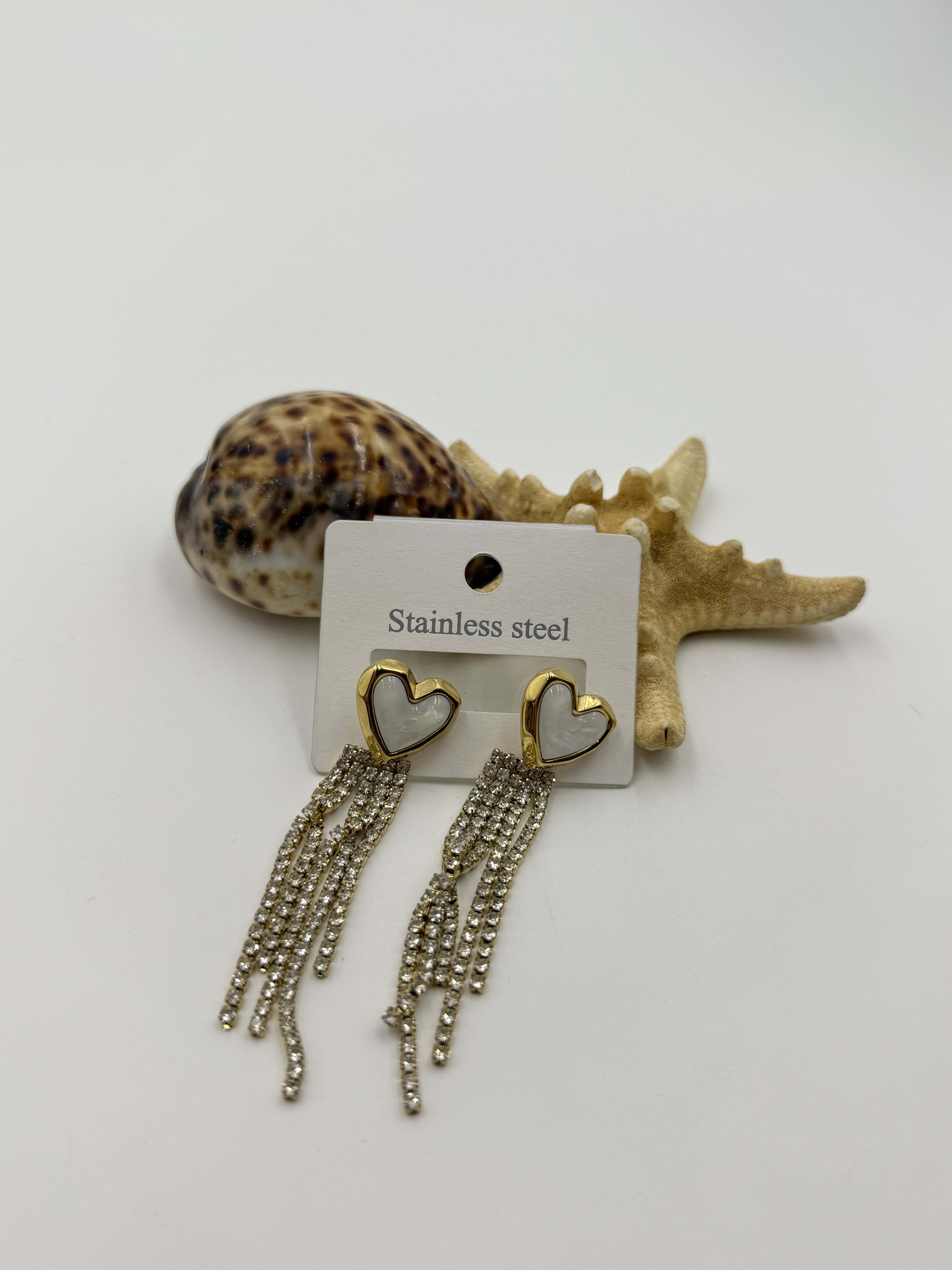 Kalp Model Taş Sallantılı Küpe